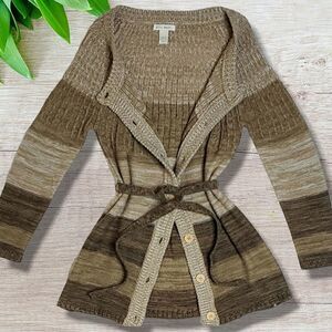 Tru Self Button-Up Tie Around Cardigan Sweater